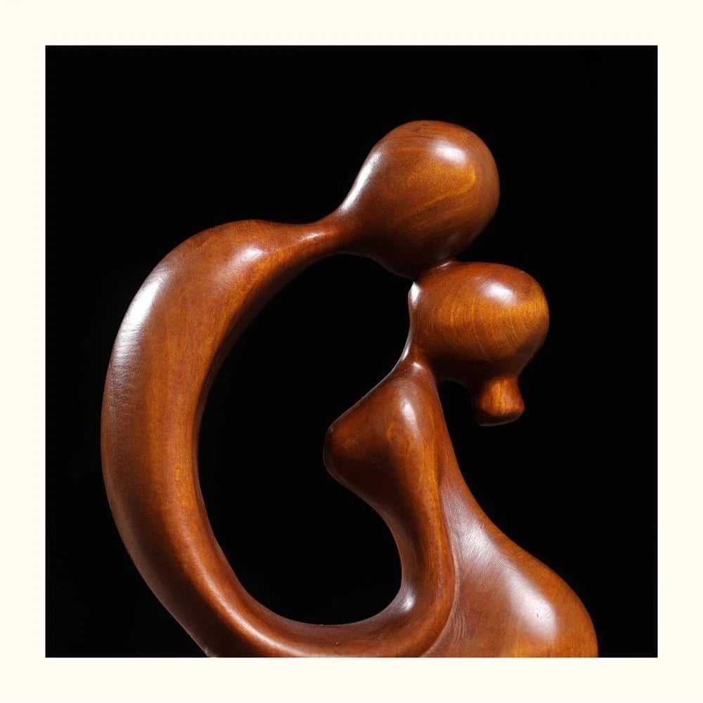 Boxwood Wood Carved Couple Figurine 7cm Desktop Decor Craft Ornament Gift 07FC0E-D4 - KOEEK