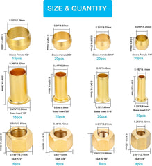 new 1/4", 3/8", 5/16", OD Brass Compression Insert,Sleeve Select Size, Gold 07FC0E-D4 - KOEEK