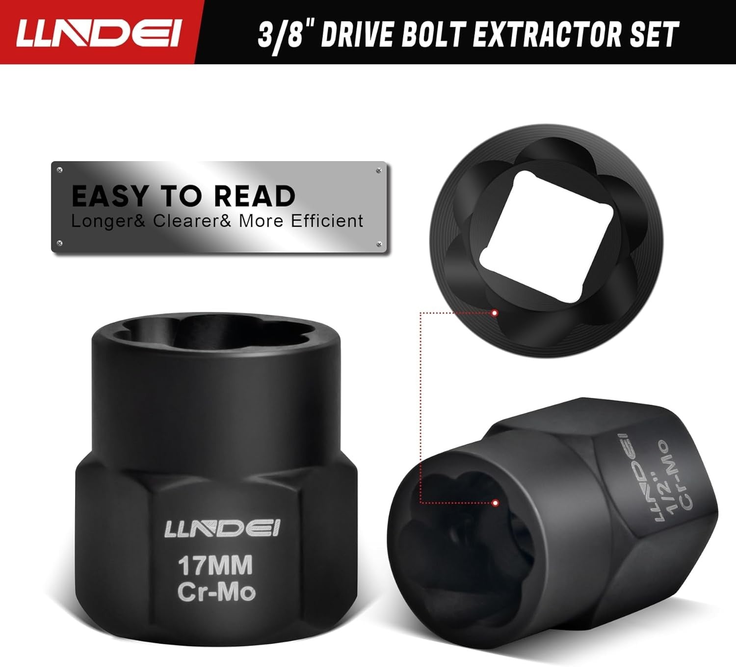 new LLNDEI Bolt Extractor Kit, 15PCS Easy Out Stripped Lug Nut 15PCS, Black LLNDEI - KOEEK