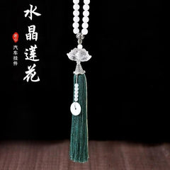 Crystal Lotus Rearview Mirror Car Hanging Ornament Pendant Interior Decor 07FC0E-D4 - KOEEK