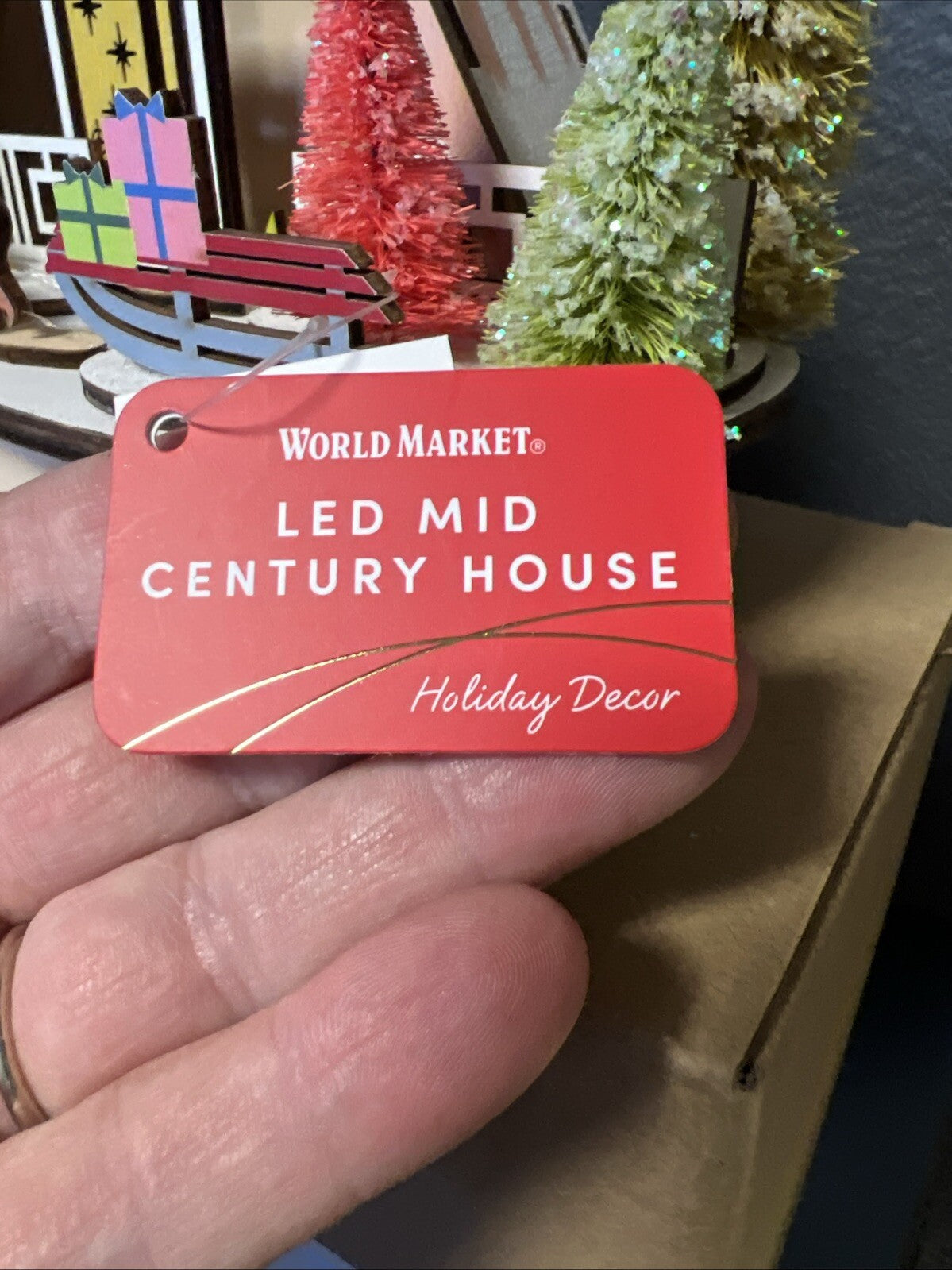 !! 2024 World Market Laser Cut Wood Mid Century A Frame House LED Light Up! WORLD MARKET - KOEEK