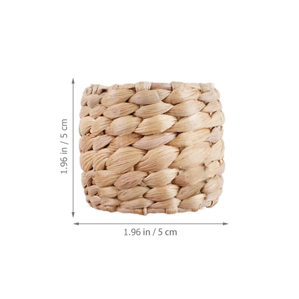 6pcs Rustic Straw Napkin Ring - Farmhouse Weaving Braided Napkin Buckles - 07FC0E-D4 - KOEEK