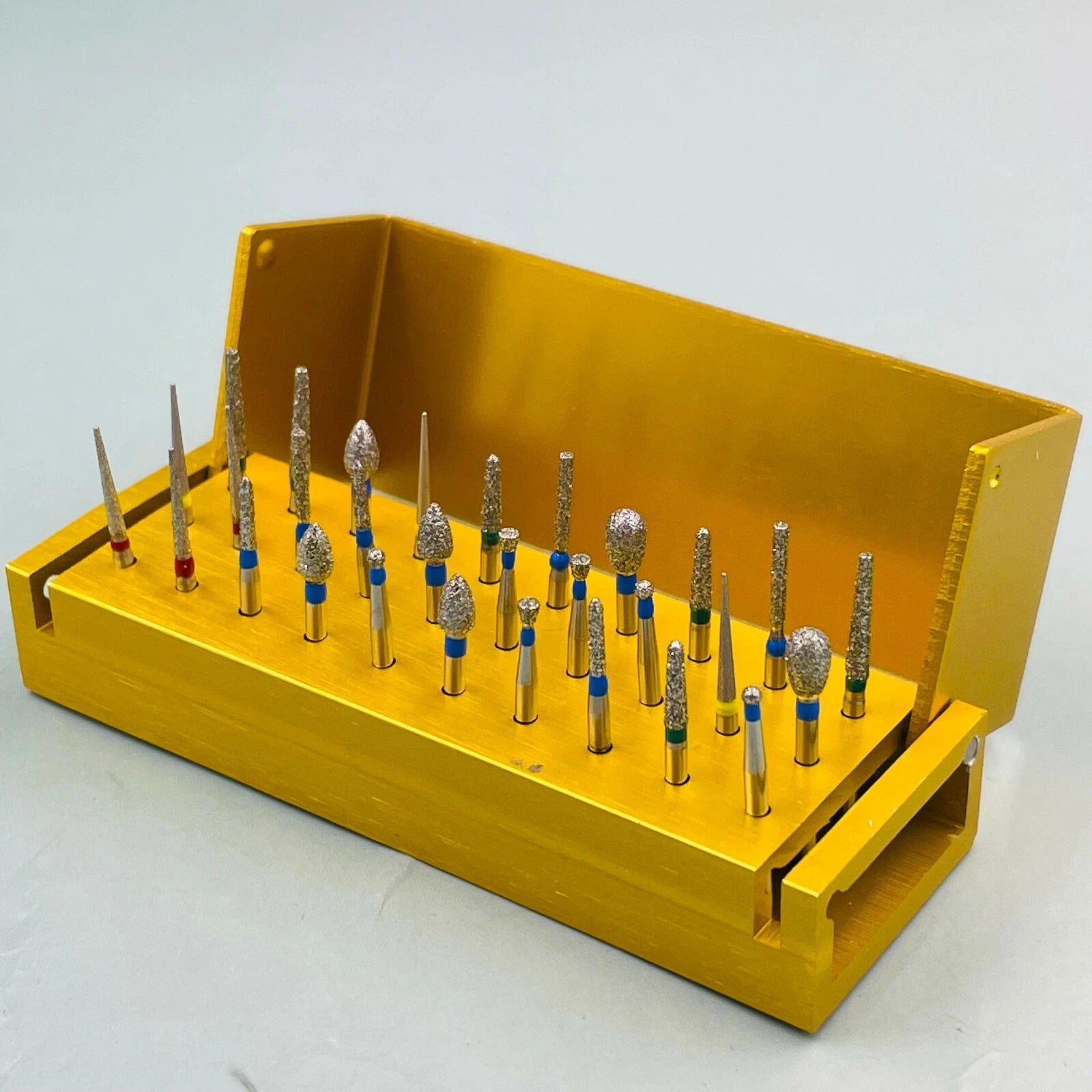 30pcs Dental Diamond Burs Drill+Disinfection Bur Block High Speed Handpiece Kit 07FC0E-D4 - KOEEK