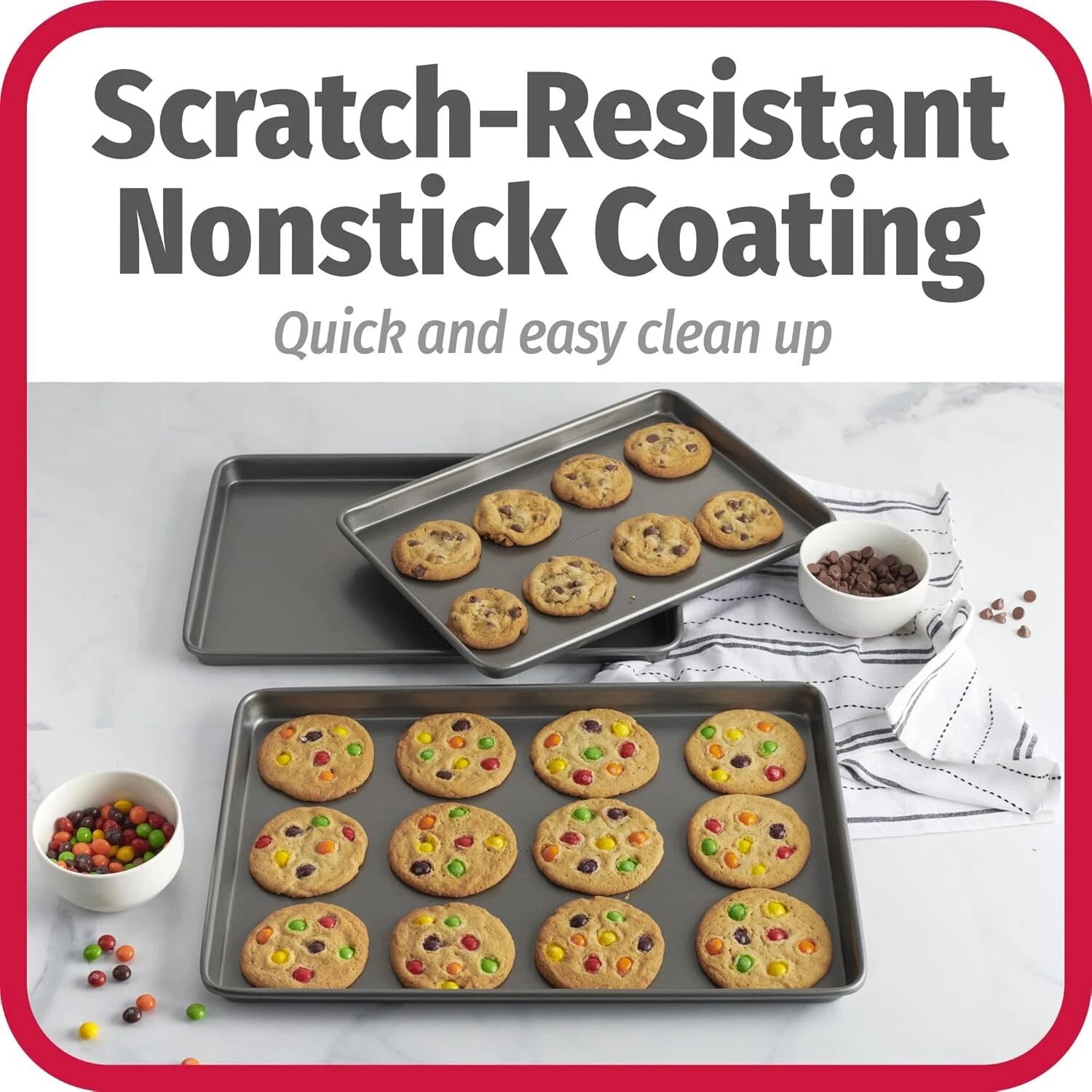 Everyday Nonstick Carbon Steel Baking Sheet Set, 3 Pack 07FC0E-D4 - KOEEK