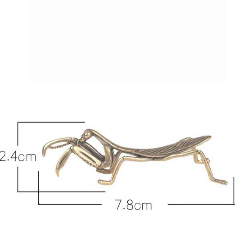 7.8cm Exquisitely Chinese Retro Brass Mantis Desktop Ornament Tea Pet Handicraft 07FC0E-D4 - KOEEK