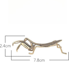 7.8cm Exquisitely Chinese Retro Brass Mantis Desktop Ornament Tea Pet Handicraft 07FC0E-D4 - KOEEK