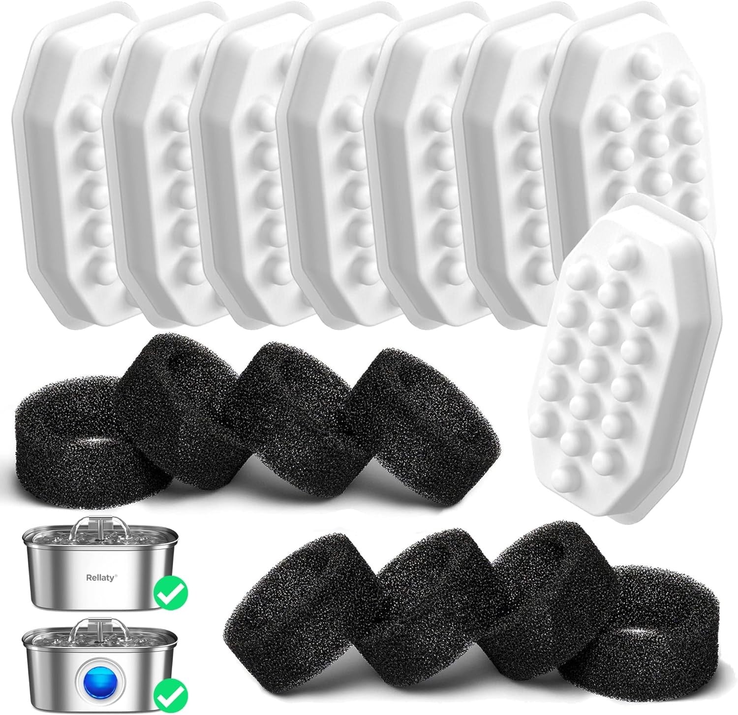 new Official Cat Water Fountain Filters Replacement & Pre-Filter 4*4*3.5, White 07FC0E-D4 - KOEEK