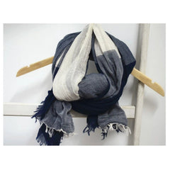 Mens soft cotton linen Bandana Scarf Blue gray Unisex Winter Autumn Neckerchief 07FC0E-D4 - KOEEK