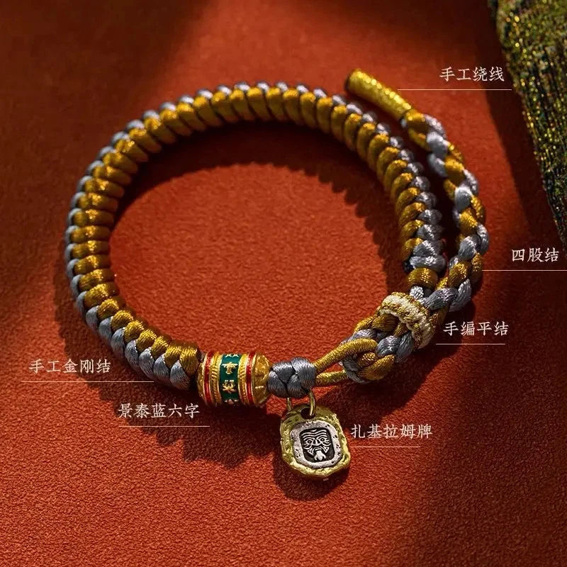 Tibetn Hand-woven Zakilam Bracelet Six Character Mantra Amulet HandString Bangle 07FC0E-D4 - KOEEK