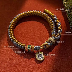 Tibetn Hand-woven Zakilam Bracelet Six Character Mantra Amulet HandString Bangle 07FC0E-D4 - KOEEK