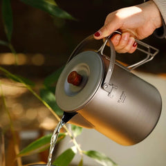 Outdoor Titanium Boiling Kettle 1.5L Large Capacity Coffee Pot Camping Portable 07FC0E-D4 - KOEEK