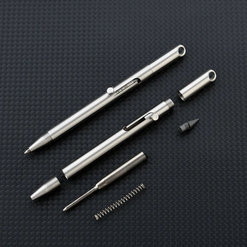 EDC Stainless Steel Pull Bolt Ballpoint Pen Pencil Dual-purpose Pen Keychain 07FC0E-D4 - KOEEK