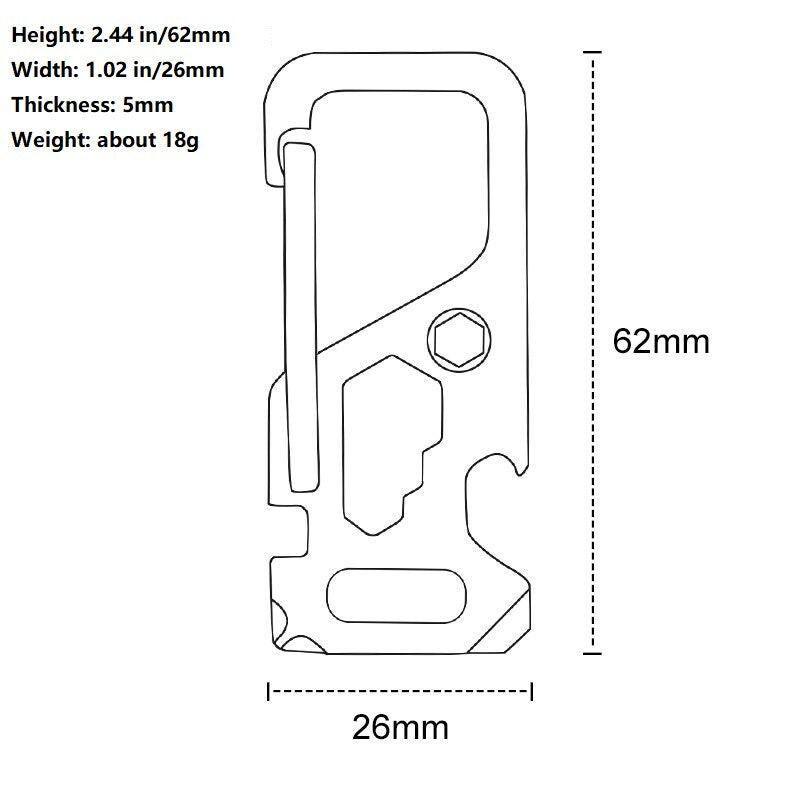 Titanium Keychain Carabiner Clip Bottle Opener Screwdriver Wrench EDC Multi Tool 07FC0E-D4 - KOEEK
