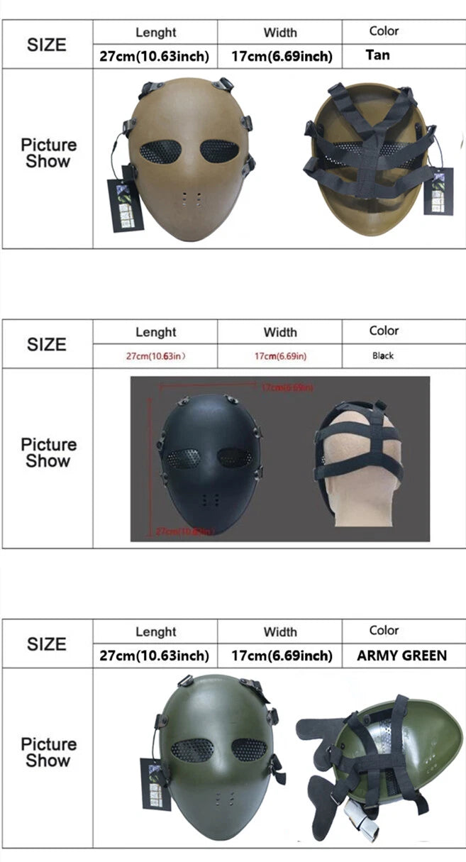 Cosplay Tactical Airsoft Paintball Full Face Mask Outdoor Sport Protective Mask 07FC0E-D4 - KOEEK