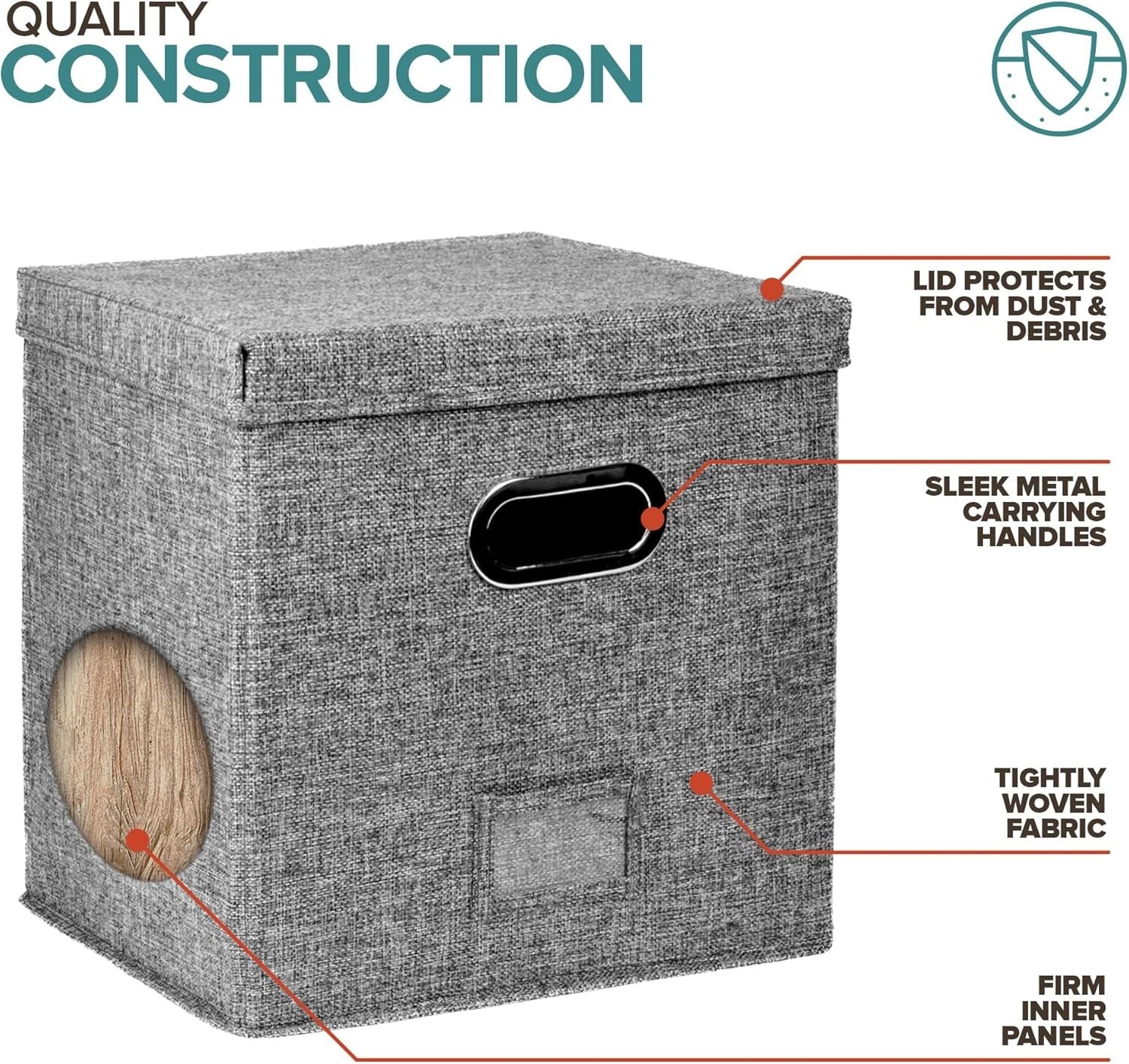 new Vinyl Record Storage Box for up to 50+ 12-Inch Albums, Records 1 Pack, Gray 07FC0E-D4 - KOEEK