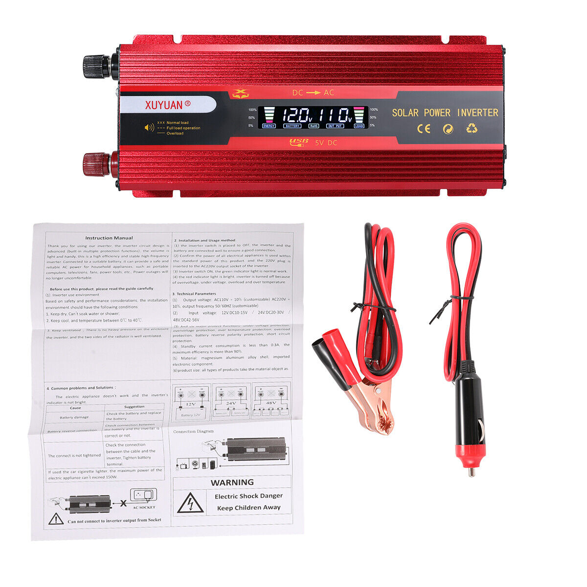 ny 6000W DC konverter 12/24V A 110V AC 2USB Para Carro Auto Inversor Corriente