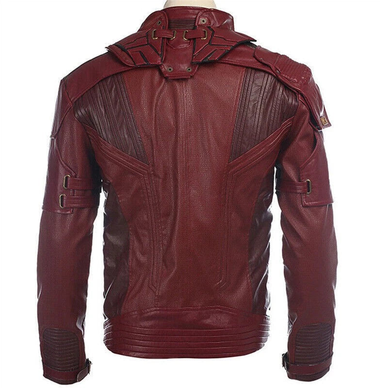 Guardians of the Galaxy 2 Star Lord Peter Quill Red PU Jacket Cosplay Costume 07FC0E-D4 - KOEEK