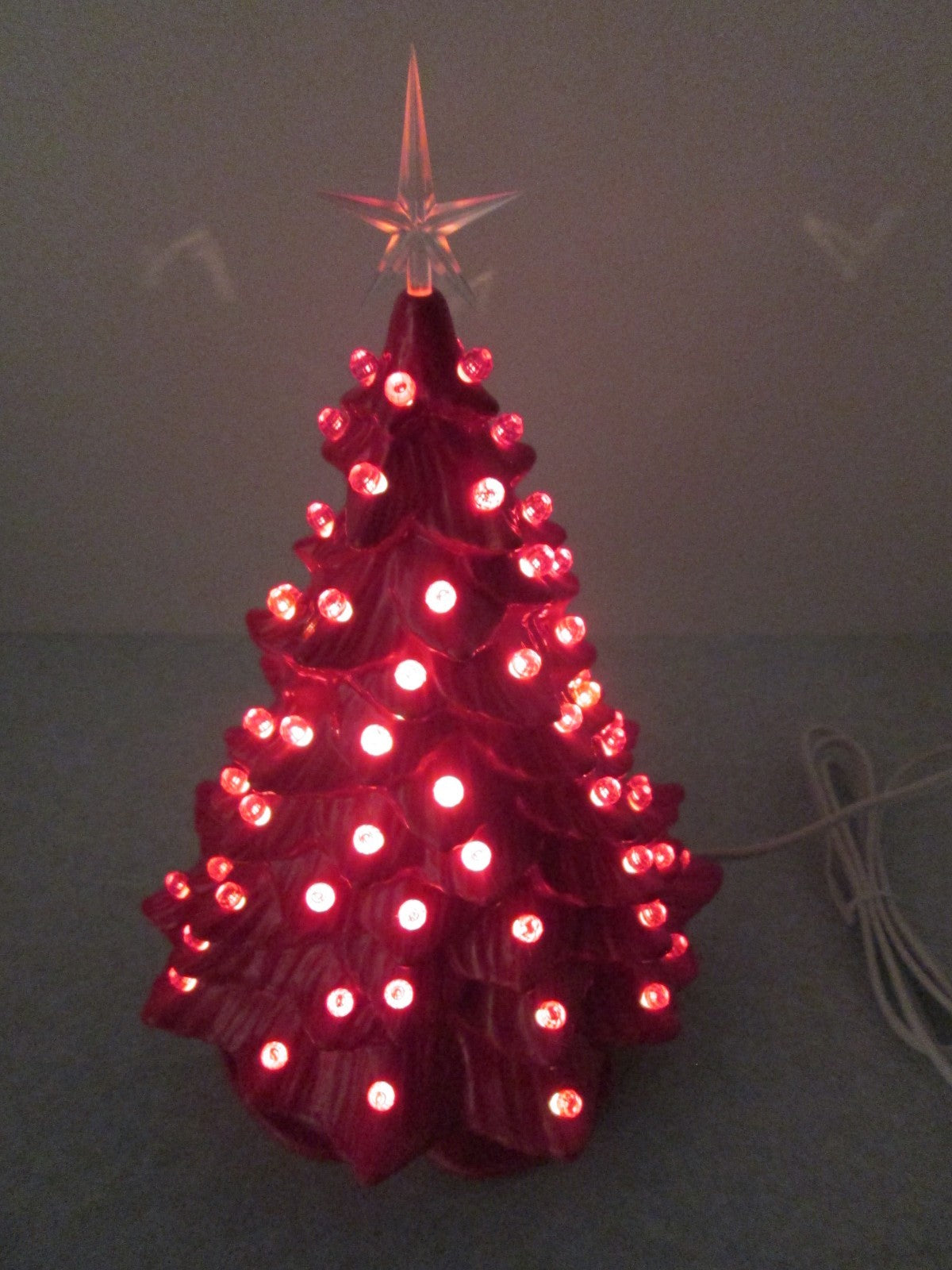 "Red Glazed  Ceramic Christmas Tree"  ly Made/ Extra Lights 07FC0E-D4 - KOEEK