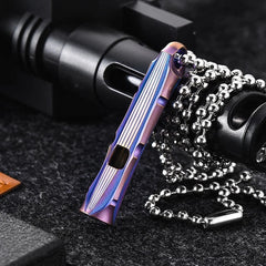 EDC Titanium Safty Whistle Keychain Necklace Pendant DIY Outdoor Survival Tool 07FC0E-D4 - KOEEK
