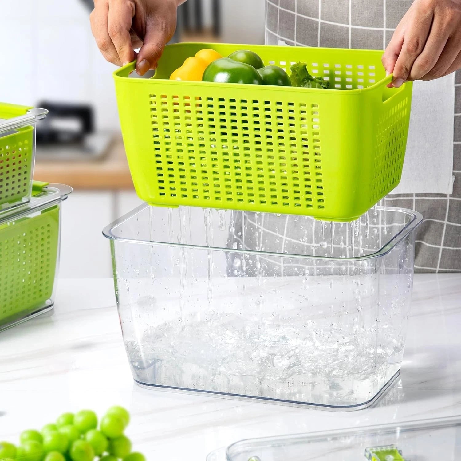 Fruit and vegetable storage box,set of 4 refrigerator storage containers 07FC0E-D4 - KOEEK