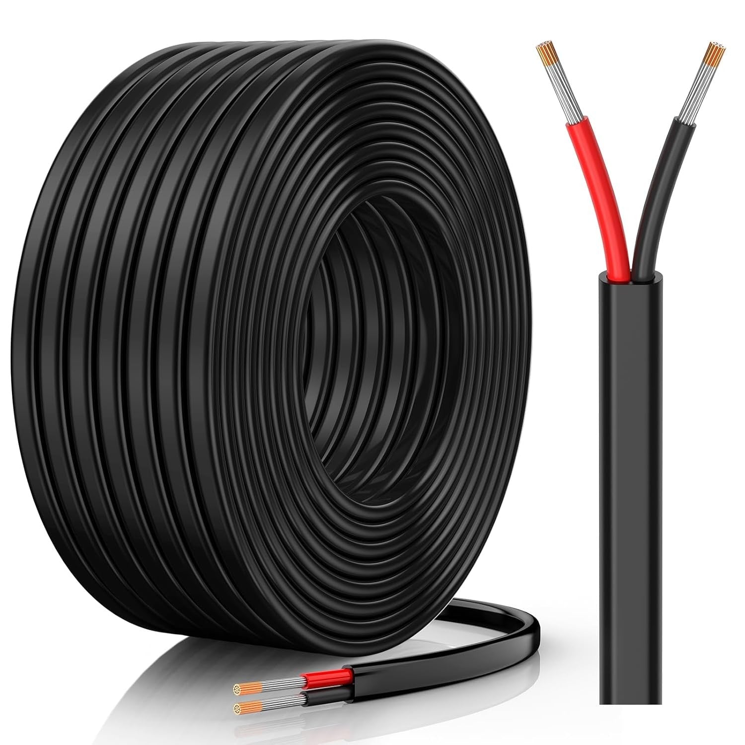 new 16 Gauge Wire, 16 AWG 2 Conductor Electrical 30FT, Black 07FC0E-D4 - KOEEK