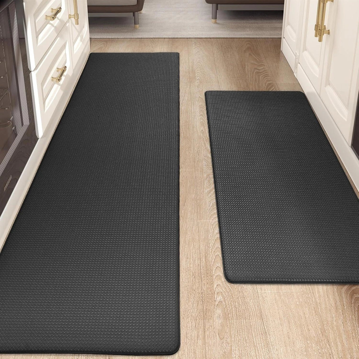 Kitchen Rugs, Kitchen Rug Set 2 Piece, Non-Slip Waterproof Kitchen Rugs 07FC0E-D4 - KOEEK