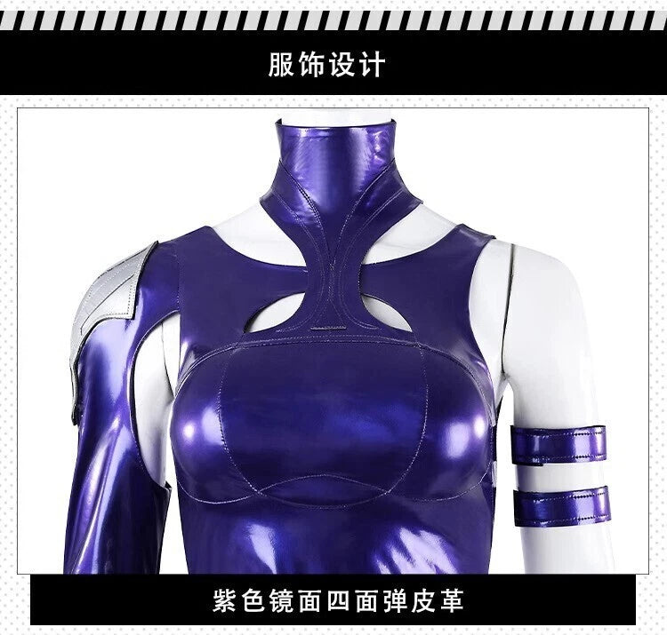 Marvel Rivals Psylocke Jumpsuits Outfit Women's Purple Cosplay Costume Bodysuit 07FC0E-D4 - KOEEK