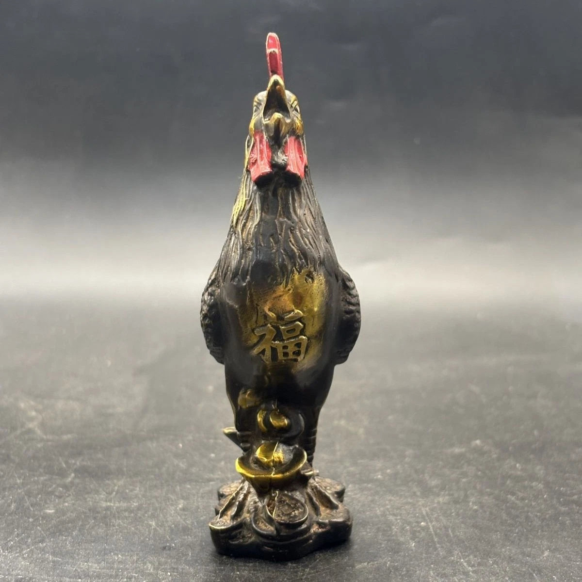 Bronze Rooster Money Ingot Rooster Home Zodiac Ornament 07FC0E-D4 - KOEEK
