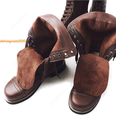 M1942 WWII US Army 101/82 Cos Shoes Long Boots Cowhide Boots Retro Hiking Boots 07FC0E-D4 - KOEEK