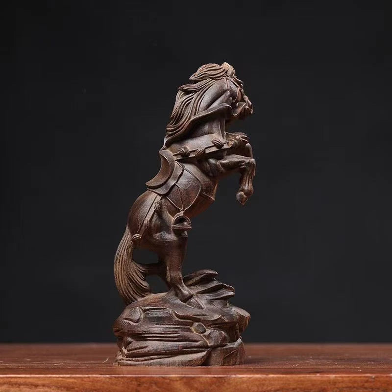 14cm Vietnamese Agarwood Carved Figurine Feng Shui Success Wealth Sculpture 07FC0E-D4 - KOEEK