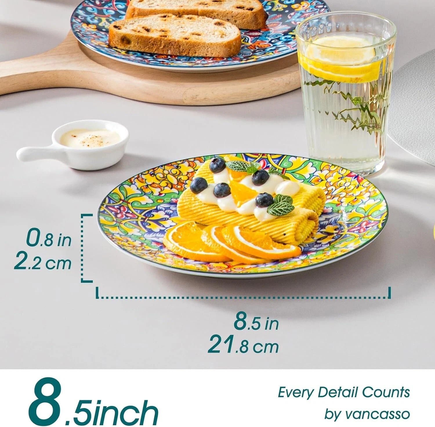 Salad Plate Set (6-8.5 inches), Ceramic Dessert Plate, Small Dinner Plate Set. 07FC0E-D4 - KOEEK