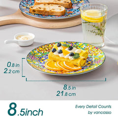 Salad Plate Set (6-8.5 inches), Ceramic Dessert Plate, Small Dinner Plate Set. 07FC0E-D4 - KOEEK