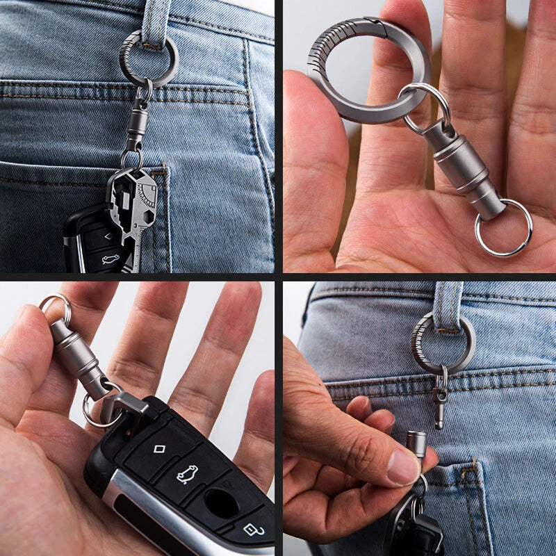 EDC TC4 Titanium Insert Buckle Gimbal Ring Portable Double Keychain Pendant Tool EDC - KOEEK