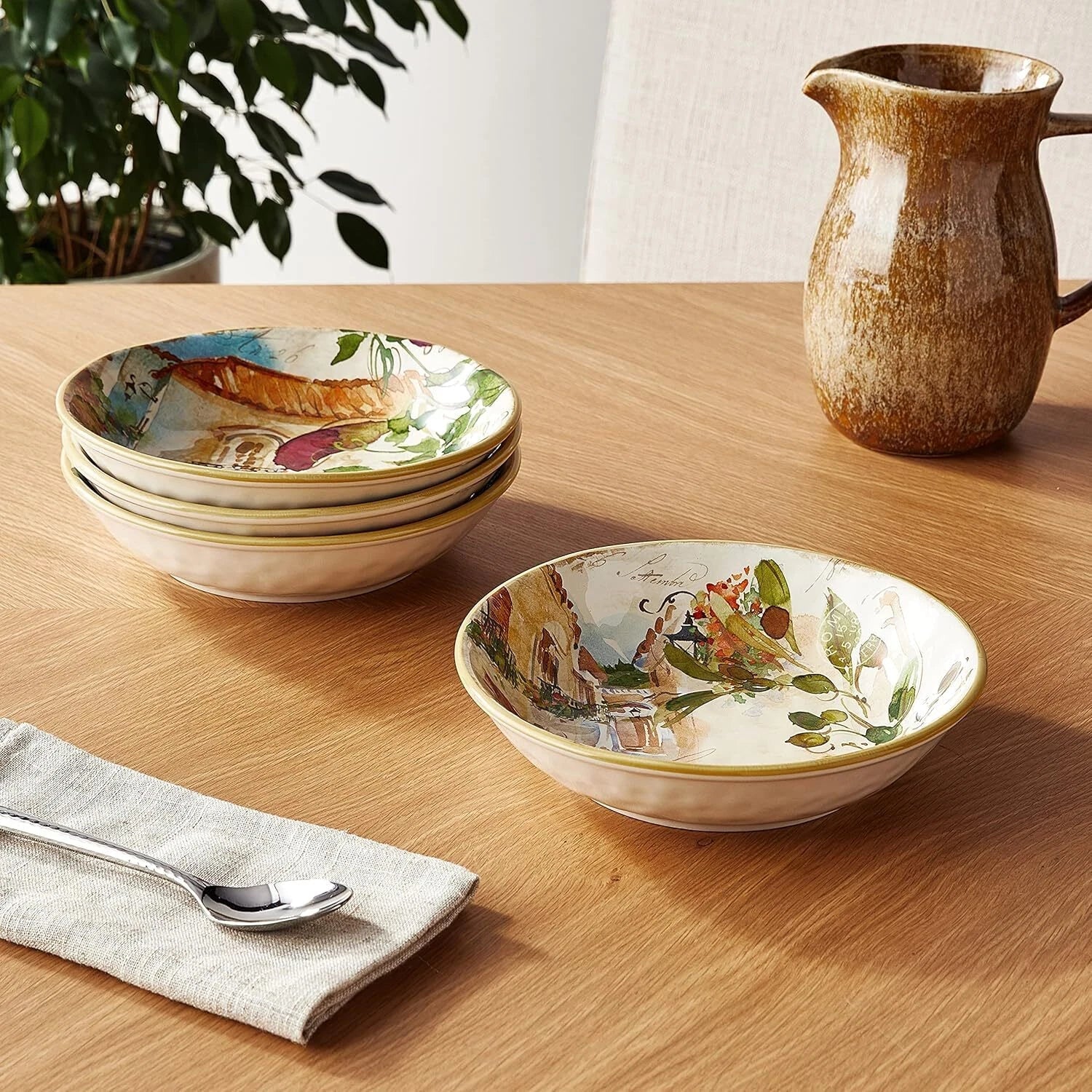 9.25” Soup/Pasta Bowl, Assorted Designs, Set of 4 07FC0E-D4 - KOEEK