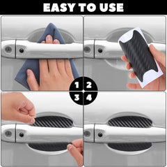 new 8PCS Carbon Fiber Waterproof Non-Marking Car Door Handle Sticker, Black 07FC0E-D4 - KOEEK