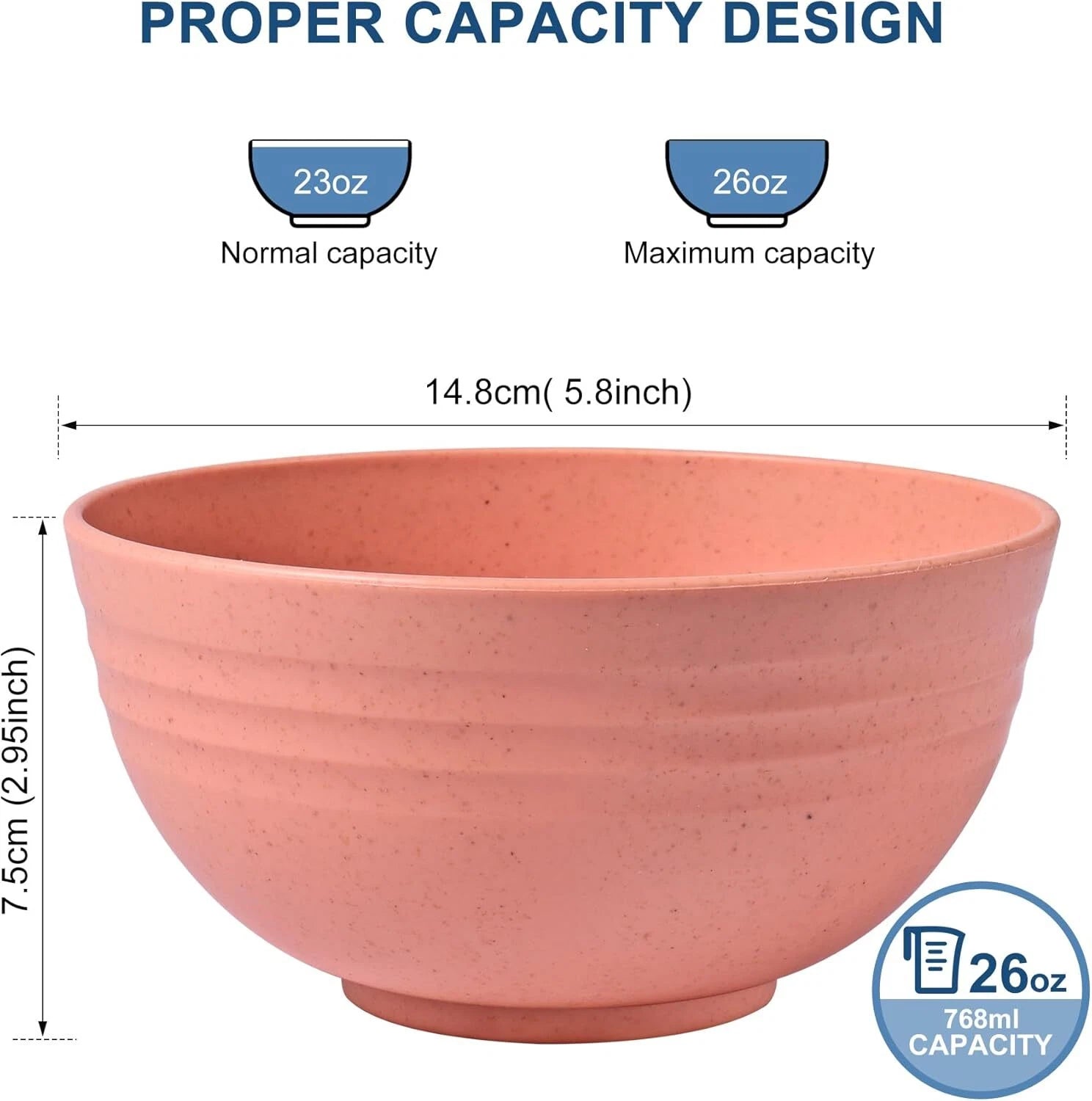 Unbreakable Wheat Straw Cereal Bowls Microwave &Dishwasher Safe Soup Salad Bowls 07FC0E-D4 - KOEEK