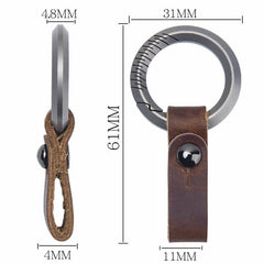 EDC TC4 Titanium + Leather Keychain Portable Removable Key Ring Pendant Set Tool EDC - KOEEK
