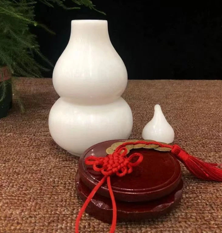 Ornament Decoration Handicrafts Traditional Natural White Jade Covered Gourd 07FC0E-D4 - KOEEK