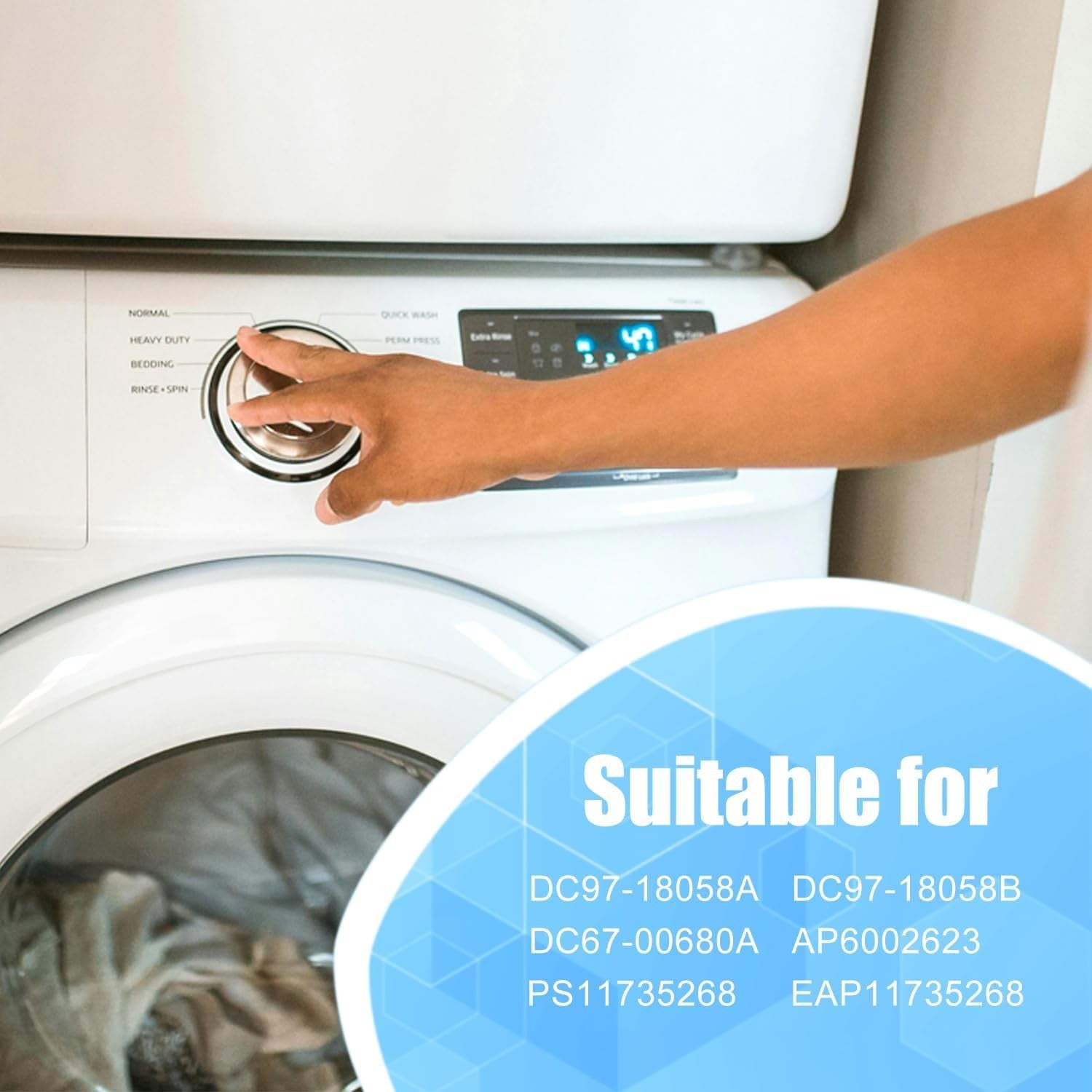 new DC97-18058C Washer Dryer Control Knob Compatible with Samsung silver 07FC0E-D4 - KOEEK