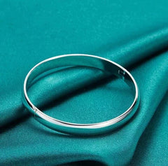 925 Silver Plating 8MM/10MM Smooth Cuff Bangle Bracelet Women Fashion Jewelry 07FC0E-D4 - KOEEK
