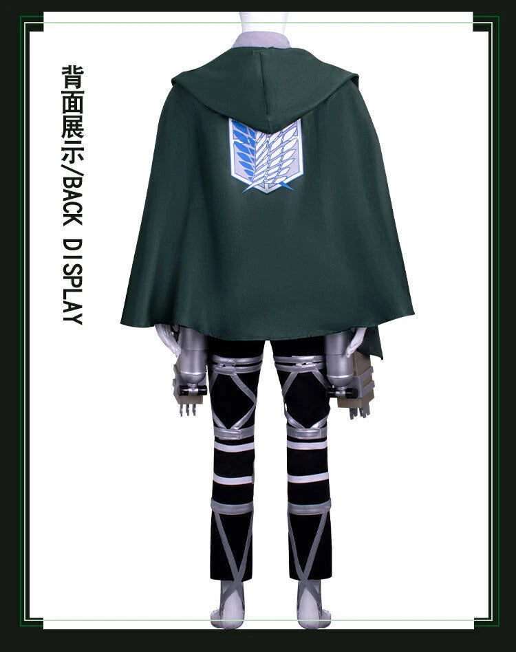Attack on Titan Levi·Ackerman Cloak Shirt Pants Belt Anime Armor Cosplay Costume 07FC0E-D4 - KOEEK
