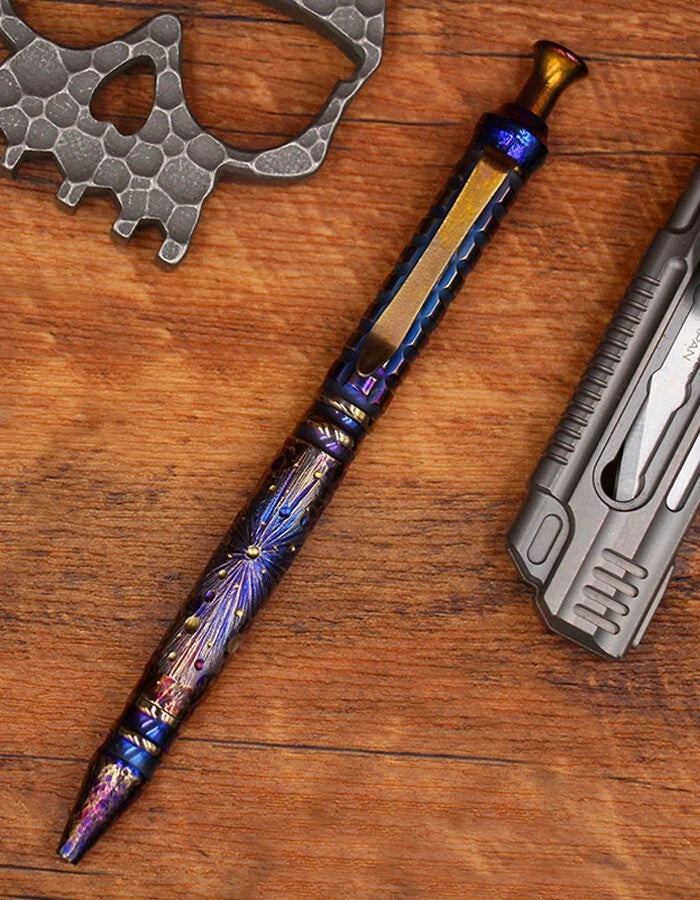 Titanium Alloy Pocket Ballpoint Pen Office Stationery Outdoor EDC Record Pen EDC - KOEEK