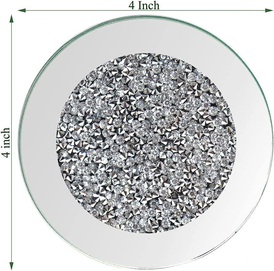 ny Glas Mirrored Coaster 4 PC, Crushed Diamond Round 4" Cup Mat Decor på bordplade