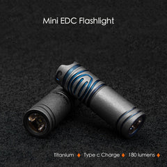 Titanium Mini Rechargeable LED Flashlight Waterproof Keychain Pendant EDC Light 07FC0E-D4 - KOEEK