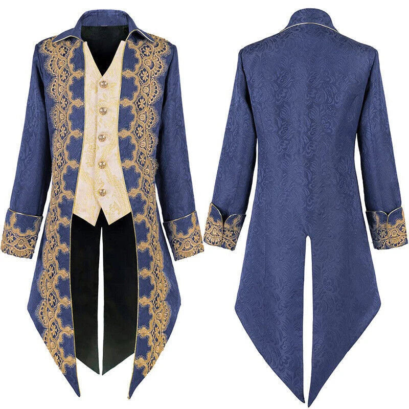 Medieval Mens Vintage Jacquard Jacke Gothic Coat Uniform Cosplay Costume Tuxedo 07FC0E-D4 - KOEEK