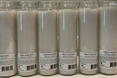 6  Candles White Prayer, Emergency Pillar Clear Glass 8” Unscented 80 hour WHITE - KOEEK