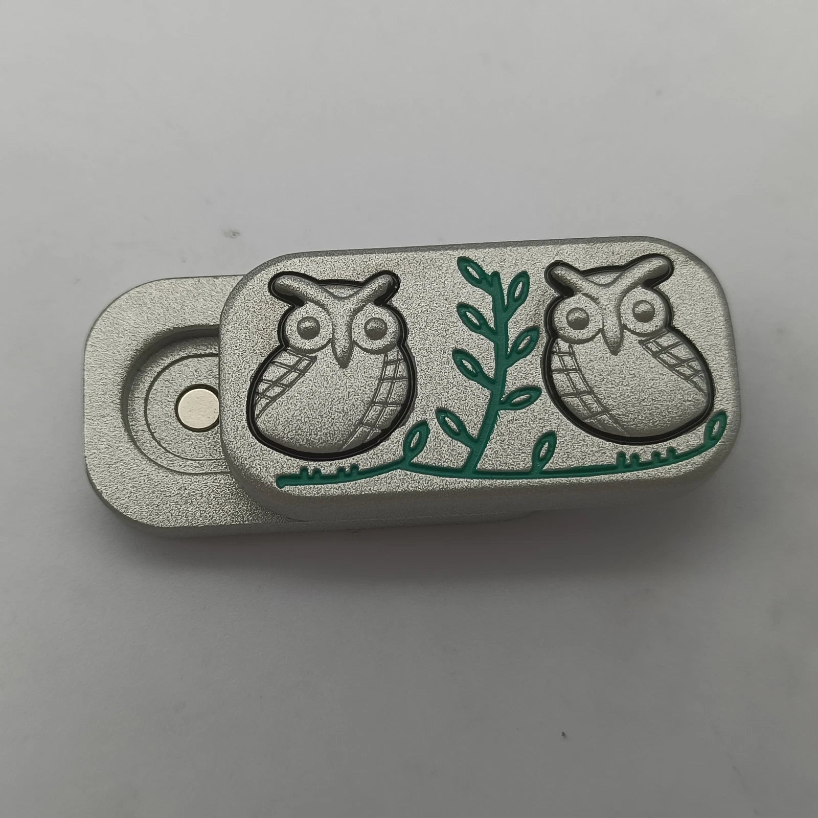 Owl Engrave Fidget Slider Adult EDC Toy Metal Fidget Spinner Toy ADHD Tool Gifts 07FC0E-D4 - KOEEK
