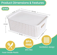 Plastic storage basket with lid - Stackable plastic storage box 07FC0E-D4 - KOEEK
