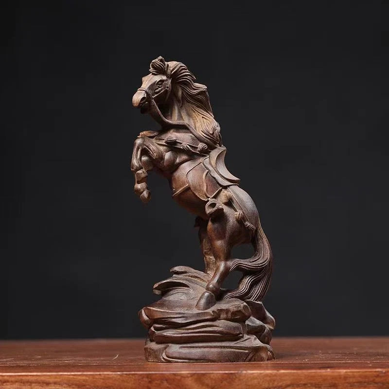 14cm Vietnamese Agarwood Carved Figurine Feng Shui Success Wealth Sculpture 07FC0E-D4 - KOEEK