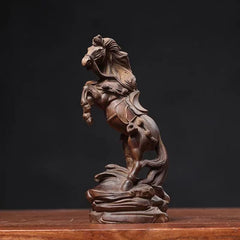 14cm Vietnamese Agarwood Carved Figurine Feng Shui Success Wealth Sculpture 07FC0E-D4 - KOEEK